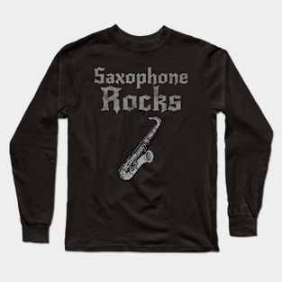 Saxophone Rocks, Saxophonist Sax Player Heavy Rock Musician Long Sleeve T-Shirt